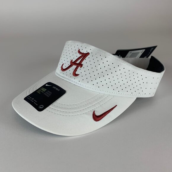 Alabama Crimson Tide NCAA White Nike Dri Fit Strapback Adjustable Visor New - Picture 1 of 5